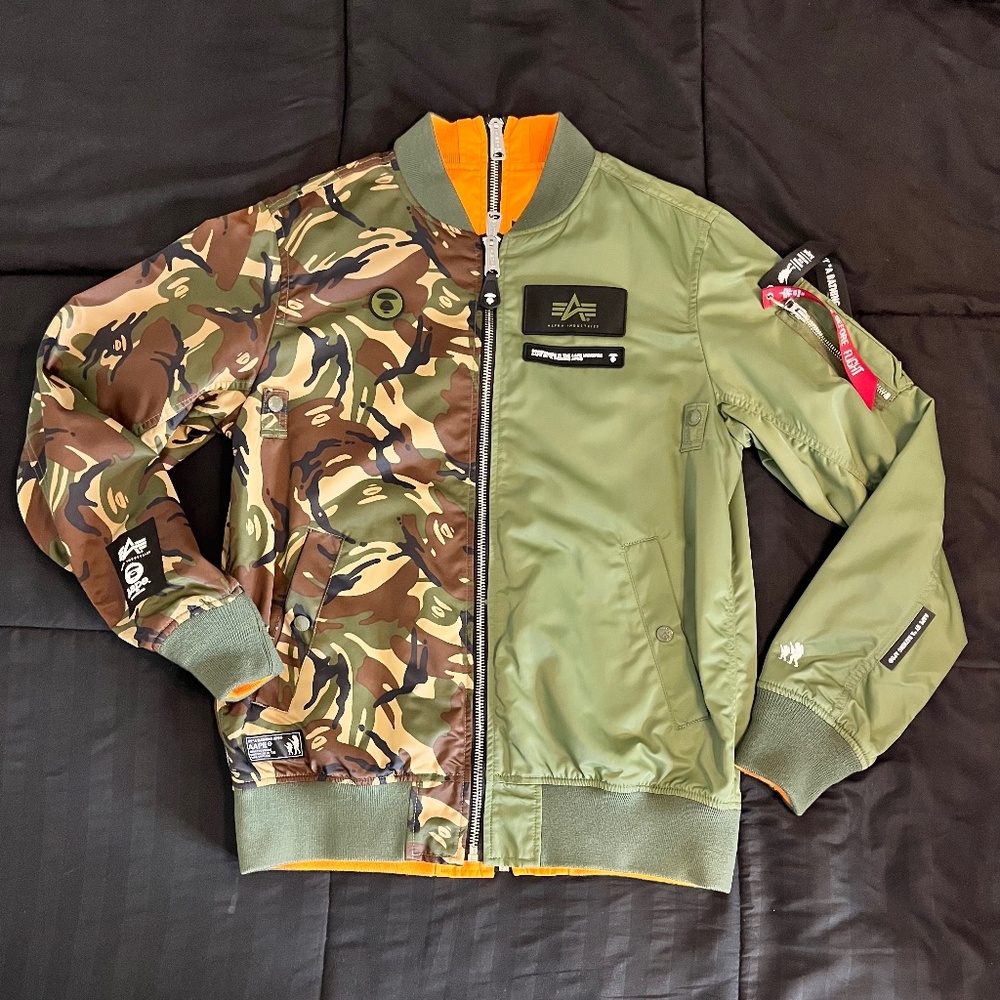 AAPE X ALPHA L-2B REV BOMBER JACKET